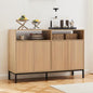 Farmhouse Buffet Sideboard Cabinet with Storage, Fluted Natural Coffee Bar Station Table with Doors and Adjustable Shelves, Modern Wood Cupboard for Kitchen