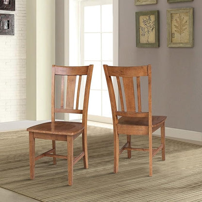 IC INTERNATIONAL CONCEPTS Set of Two San Remo SplatBack Dining Chairs, Distressed Oak