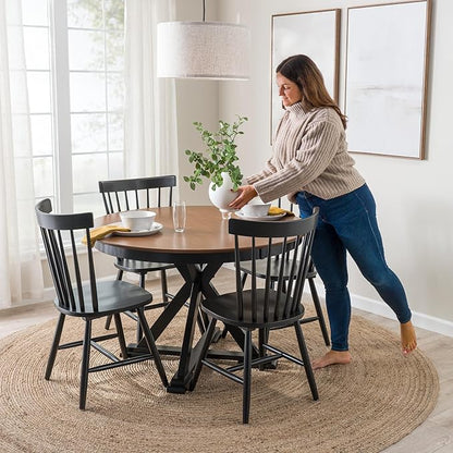 Bush Furniture Round Dining Table, 45 inch Trestle Design, Modern Transitional, West End Collection, Dark Brown and Black