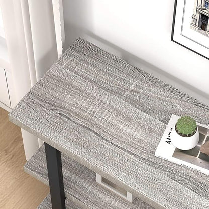 FOLUBAN Sofa Table, Wood Entryway Table with Storage Shelves for Living Room, Modern Console Tables for Hallway, Entrance, or Behind Couch, Light Grey, 47 Inch
