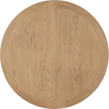Need 42 Inch Round Dining Table Extendable to 54 Inch with 12" Leaf, Retro Expandable Kitchen Table for Dining Room & Living Room, Solid Wood (Oak)