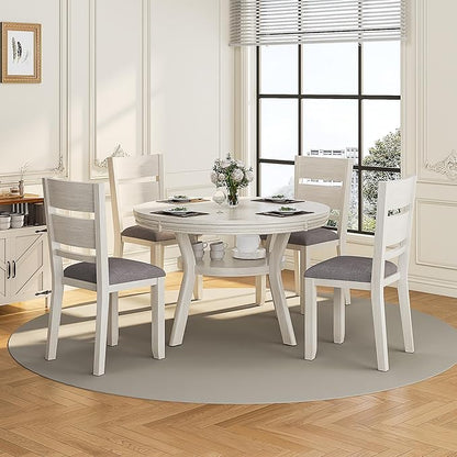 Dining Chairs Set of 6, Solid Wood Farmhouse Chairs with High Cross Back and Upholstered Seat, Easy Assembly for Indoor Home, Dinner, Kitchen, Grey