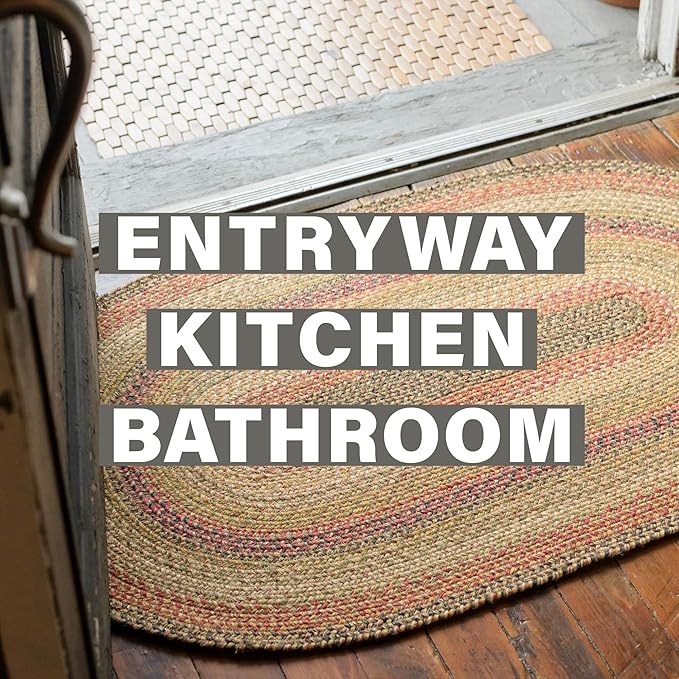 Kingston Oval Braided Rug 2x3' – A Multicolored Rug of Jute to Use in Kitchen, Entryway and Bathroom