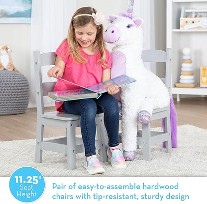 Melissa & Doug Wooden Chairs, Set of 2 - Gray Furniture for Playroom - Kids Wooden Chairs, Children's Wooden Playroom Furniture