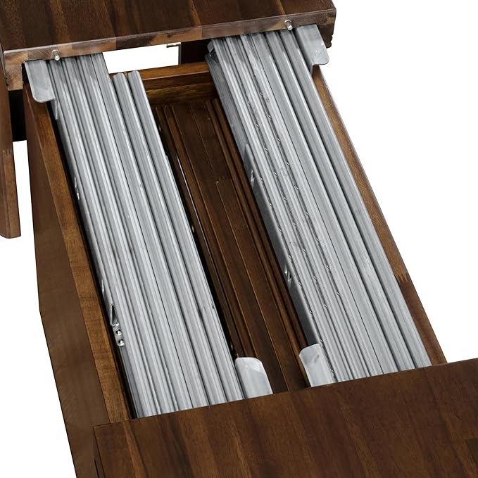 X07DA-B08-32 - 9 Pieces Dining Table Set contains an Extendable Rectangle Kitchen Table, 7 Polyester Fabric Dining Chairs and 1 Modern Bench, 39x120 Inch, Antique Walnut