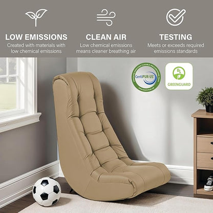 FDP Tufted Floor Rocker for Kids, Teens and Adults; Comfortable, Ergonomic Chair for Reading, Playing Video Games, or Watching TV - Sand, 10488-SD