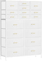 Large Dresser for Bedroom with 18 Drawers, Tall Fabric Storage Cabinet, Chest of Drawers for Closet, Nursery, Bedside, Living Room, Entryway, Hallway (White)