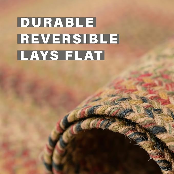 Kingston Oval Braided Rug 2x3' – A Multicolored Rug of Jute to Use in Kitchen, Entryway and Bathroom