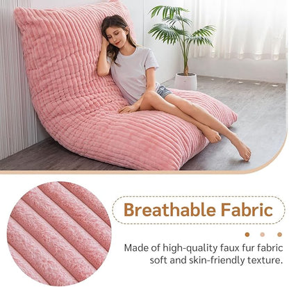 BYBYME 3 in 1 Bean Bag Chairs, Bean Bag Bed for Adults High-Density Foam Filling, Convertible Sofa Bed Faux Fur, Giant Bean Bag Chairs for Adults