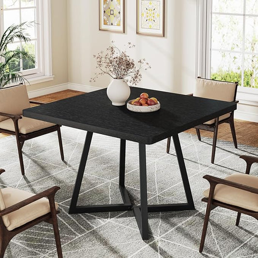Tribesigns Square Dining Table for 2, 31.5" Industrial Dinner Table with Metal Base, Kitchen Table for Dining Room, Small Space, Apartment