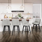 Counter Height Swivel Bar Stools Set of 4, 26 Inch Bar Stools with Footrest, Linen Fabric Upholstered Barstools with Back and Solid Wood Legs for Kitchen Island, Dining Room,Pub,White