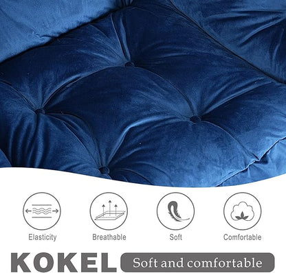 Lazy Chair with Folding Ottoman,Living Room Chairs, Accent Contemporary Lounge Chair, Single Steel Frame Leisure Sofa Chair with Armrests and A Side Pocket (Blue)