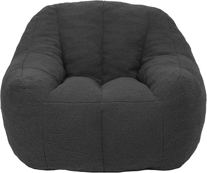 Furniliving Bean Bag Chair, Oversized Bean Bag Couch for Adults Comfy Bean Bag Sofa with Back Support, Large Bean Bag Chair Lazy Sofa for Living Room Bedroom, Darkgrey, Teddy