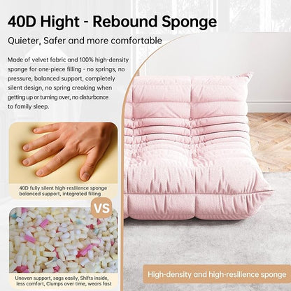 Bean Bag Chairs for Adults, Memory Foam Couch Loveseat Sofa Chair, Soft Teddy Material Cozy Comfy Reading Nook Chairs, Floor Chair for Living Room Bedroom Office(Pink)