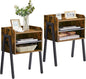 VECELO Nightstand Set of 2,Industrial Side End Table/Stackable Accent Furniture with 2-Tier Open Storage Compartments for Bedroom, Living Room and Small Spaces