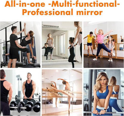 Hasipu Home Gym Mirror 48" L x 24" W - 4PCS Large Full Body Mirror for Yoga, Wall-Mounted Mirrors for Fitness, Garage, Dance Studio, 0.16in Tempered Glass Frameless