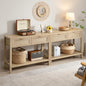 SICOTAS Console Table Set of 2 - Boho Entryway Table with Storage and Rattan Drawers, 2 Tier Shelf, Narrow Long Sofa Tables for Living Room, Natural Entry Table for Hallway, Foyer