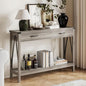 ChooChoo 47'' Farmhouse Console Table with Drawer, Entryway Table with Storage Shelf, Rustic A-Design Sofa Table for Hallway, Entrance, Living Room, Grey