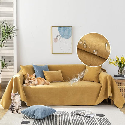 STACYPIK Waterproof Ginger Couch Cover for Sectional, Loveseat Covers, Futon Cover, L Shaped Cover, Anti-Cat Scratch Furniture Protector for 2 Cushion Couch，Washable Pets Protector Sofa Cover-71X102IN