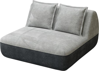 Hobestluk Small Sofa Couch Lounge Sofa Chair for Living Room, Comfy Memory Foam Couch, Mini Sofa with Side Pocket for Living Room, Bedroom (Grey+Light Grey)