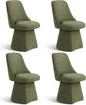 Swivel Dining Chair Mid Century Modern DeskChair High Back Upholstered Linen Fabric SideChair for Kitchen Diningroom Bedroom,Moss Green,4 Box