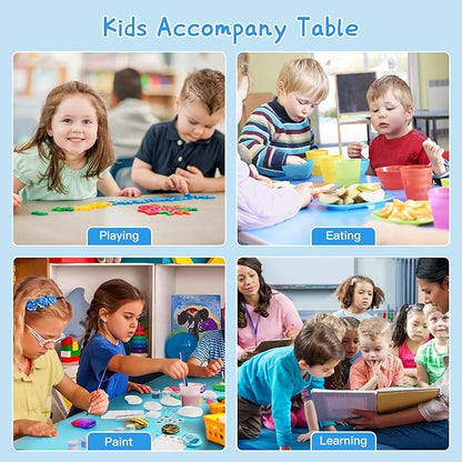 Kids Table and 2 Chairs Set，Height Adjustable Children Table & Chair，Toddlers Study Multi-Activity Table with 31.5"x23.6" Wipe-Clean Desktop，for Classrooms, Homes & Daycares