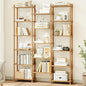 IOTXY Wooden Triple Wide Bookshelf - 6-Tier Large Shelf Bookcase with Solid Beech Frame, Tall Freestanding Open Etagere Display Rack for Home Office, Oak