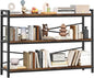 3 Tier Bookcase 47.24" Width, Long Industrial Book Shelf, Vintage Wooden Large Book Shelf for Home Living Room Bedroom Office Storage(Vintage)
