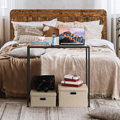 Small Entryway Console Table - Industrial Narrow Behind Couch Sofa Table, Skinny Entrance for Hallway, Wood Thin for Living Room, Foyer, Corridor (Brown)