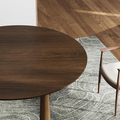 Casaphoria 59" Round Dining Table, Kitchen Table for 6 with Arc-Shaped Edge Top and Cylindrical Legs, Easy Assembly for Living Room, Dining Room, Walnut
