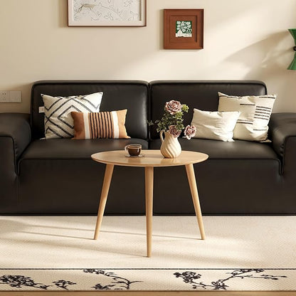 Small Oval Coffee Table, 25.6" Mid Century Modern End Table for Living Room, 100% Solid Oak Wood Center Table, Side Table (Original Wood Color, 25.59''Wx17.51''Dx19.68''H)