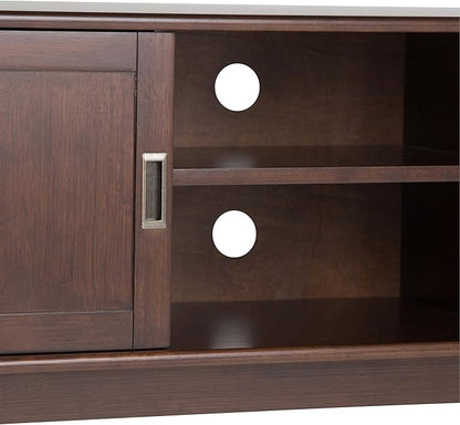 SIMPLIHOME Draper SOLID HARDWOOD 60 inch Wide Mid Century Modern TV Media Stand in Medium Auburn Brown For TVs up to 65 inches for the Living Room and Entertainment Center