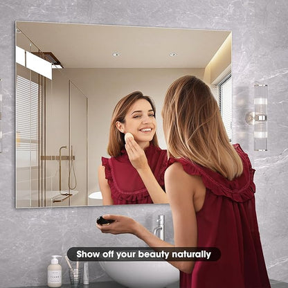 Hasipu 24” x 32” (1pcs) Bathroom Mirror, Mirrors for Sink, Frameless Mirror, Rectangle Mirror for Bathroom, Modern, Horizontal or Vertical