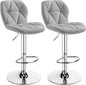 Yaheetech Grey Bar Stools Set of 2, PU Leather Bar Chairs with Backrest, Height Adjustable Swivel Island Stools for Bar, Kitchen Counter, Light Grey