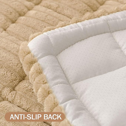 Smiry Couch Cover for Dogs Washable, Non Slip Fuzzy Pet Couch Covers for 3 Cushion Sofa Pet Friendly, Thick Soft Sofa Slipcovers Cushion Protector (Camel, 27.6" x 82.7")