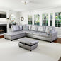 NicBex Sectional Couch 3 Pieces Sofa Set with Right Chaise Synthetic Leather L Shaped Cloud Couch for Living Room Furniture Sets with Storage Ottoman, Modular Sofa for Living Room & Apartment, Silver