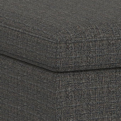SIMPLIHOME Owen 36 inch Wide Mid Century Modern Square Coffee Table Storage Ottoman in Ebony Tweed Look Fabric, Assembled, for the Living Room, Entryway and Family Room