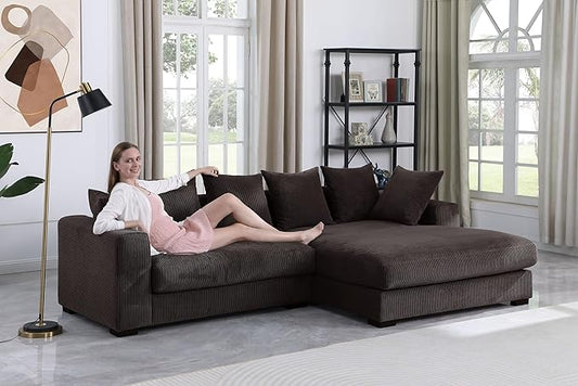 Evan L Shape sectional Sofa for Living Room, Apartment, Bedroom, Office