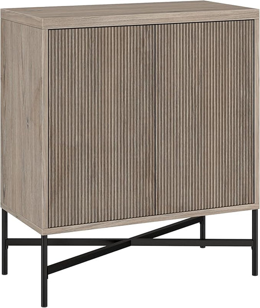 Henn&Hart 28" Wide Rectangular Accent Cabinet in Antiqued Gray Oak, for Home, Living Room, Bedroom, Entertainment Room, Office
