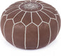 Marrakesh Gallery Genuine Leather Round Pouf Unstuffed - Moroccan Ottoman Footstool, Footrest Cover - Boho Decor - Bohemian Living Room, Bedroom, Kids Room, Gift & Wedding