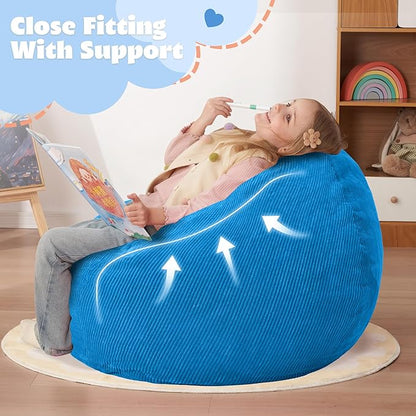 HABUTWAY 2 FT Bean Bag Chair,Giant Bean Bag Chairs,Big Bean Bags with Memory Foam Filled, Large Beanbag Chairs with Soft Corduroy Cover-Blue