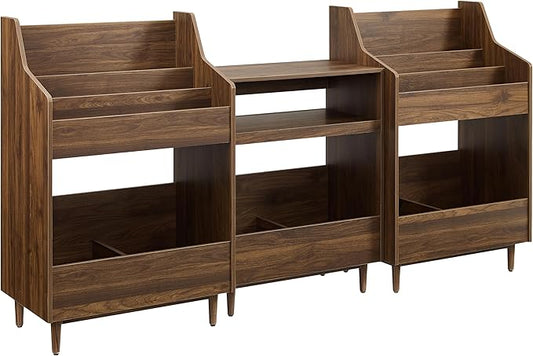 Crosley Furniture Liam 3-Piece Turntable Record Player Stand And Vinyl Storage, Mid Century Modern, Walnut