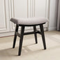 Solid Wood Small Vanity Stool, Compact Makeup Chair with Saddle Cushion, Linen-Covered High Rebound Sponge Seat, Easy Assembly Footstool for Bedroom, Entryway, Home, Black