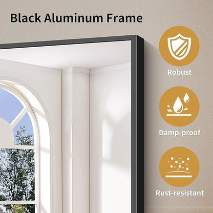YIROMAN Bathroom Mirror for Wall 36"x40", Large Matte Black Bathroom Mirror with Aluminum Frame, Rectangular Vanity Mirror with Right Angles, Wall Mirror Hangs Horizontal or Vertical, Shatterproof
