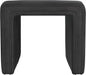 HomePop Modern Channel Tufted Faux Leather Ottoman Home Décor|Ottoman for Living Room & Bedroom - Black Faux Leather