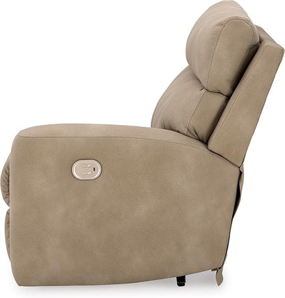 Signature Design by Ashley Next-Gen DuraPella Contemporary Faux Leather Modular Wall Hugger 2-Piece Power Reclining Sectional Loveseat with Adjustable Headrest and USB Ports, Light Brown