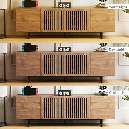 Modern TV Cabinet for 70-inch TV, TV Table with Large Storage Space, TV Cabinet Media Console for Living Room and Bedroom, 180 cm, Walnut Color (70.87“)