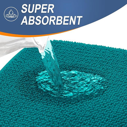 OLANLY Thick Memory Foam Bath Mat Rug 24x16, Extra Soft Absorbent Bathroom Rug, Quick Dry Bath Mats, Non-Slip, Machine Washable Carpet for Bathroom, Tub and Shower, Home Decor Accessories, Deep Lake
