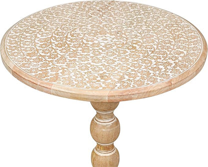 End Tables for Living Room– SideTables for Small Spaces, Modern Accent Nightstand with Hand-Carved Top & Solid Wood Tables for Living Room, Bedroom, Office – Scorch Burnt Finish_18x22 White wash