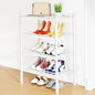 Smiry Shoe Rack, 4 Tier Small Bamboo Shoe Organizer, Stackable Free Standing Wooden Shoe Storage Shelf for Closet, Entryway, Front Door Entrance, White